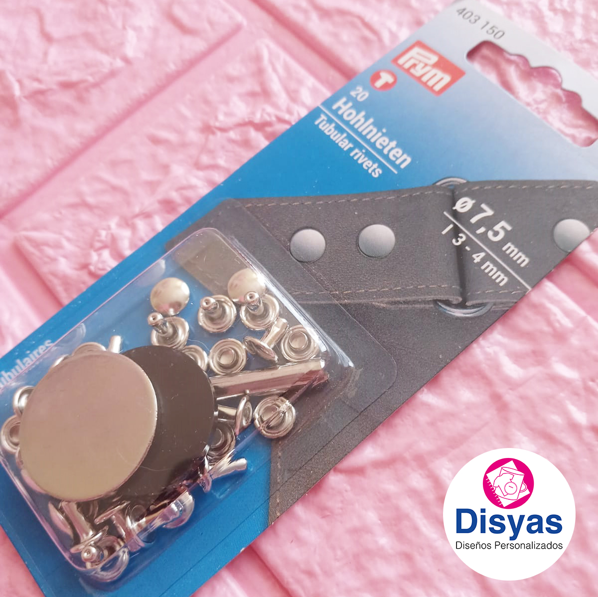 Remaches Tubulares 7,5 Mm Plateados (20 Un) Prym - Imagen 3