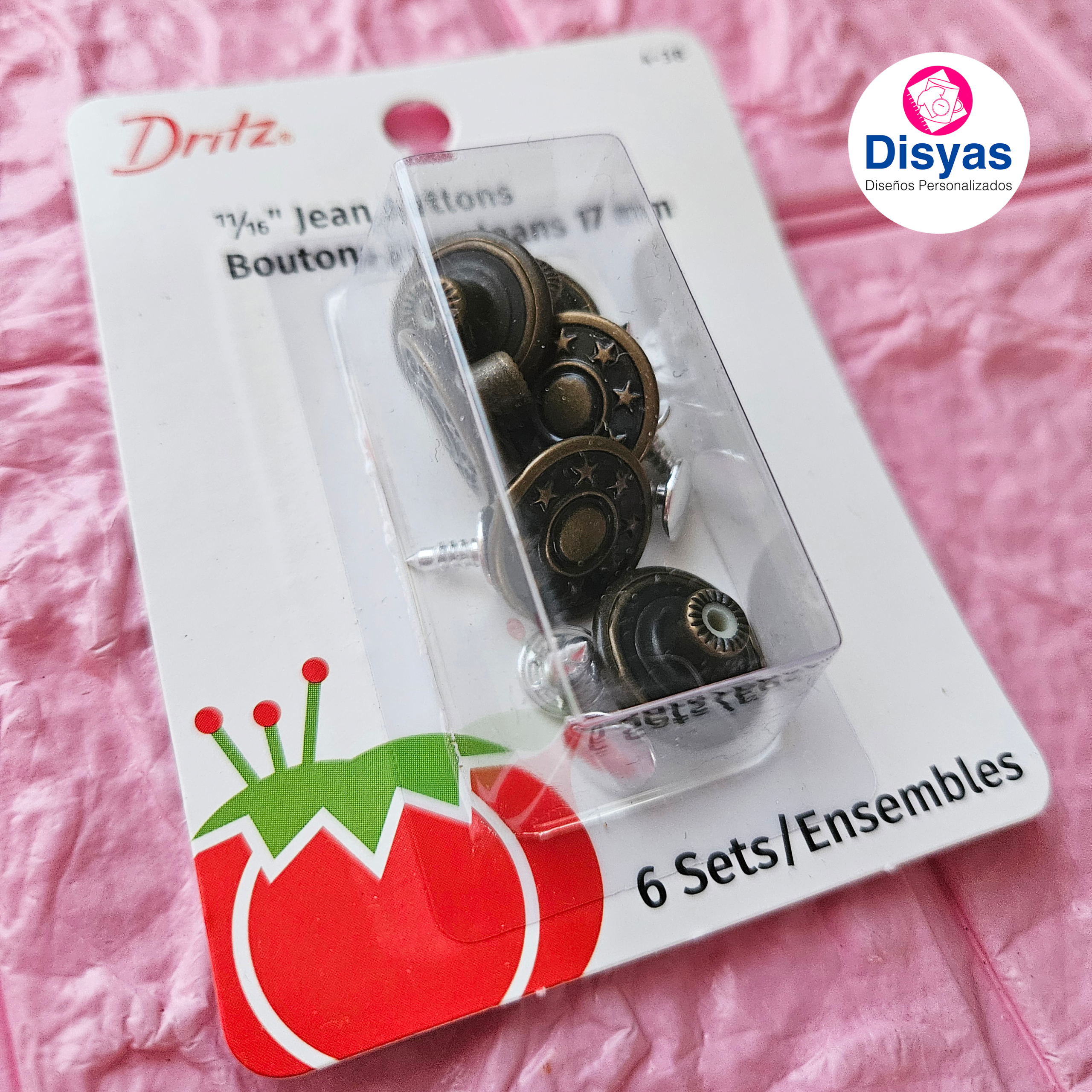 Botones Para Jeans Sin Costura 17 Mm 6 Und. Dritz - Imagen 2