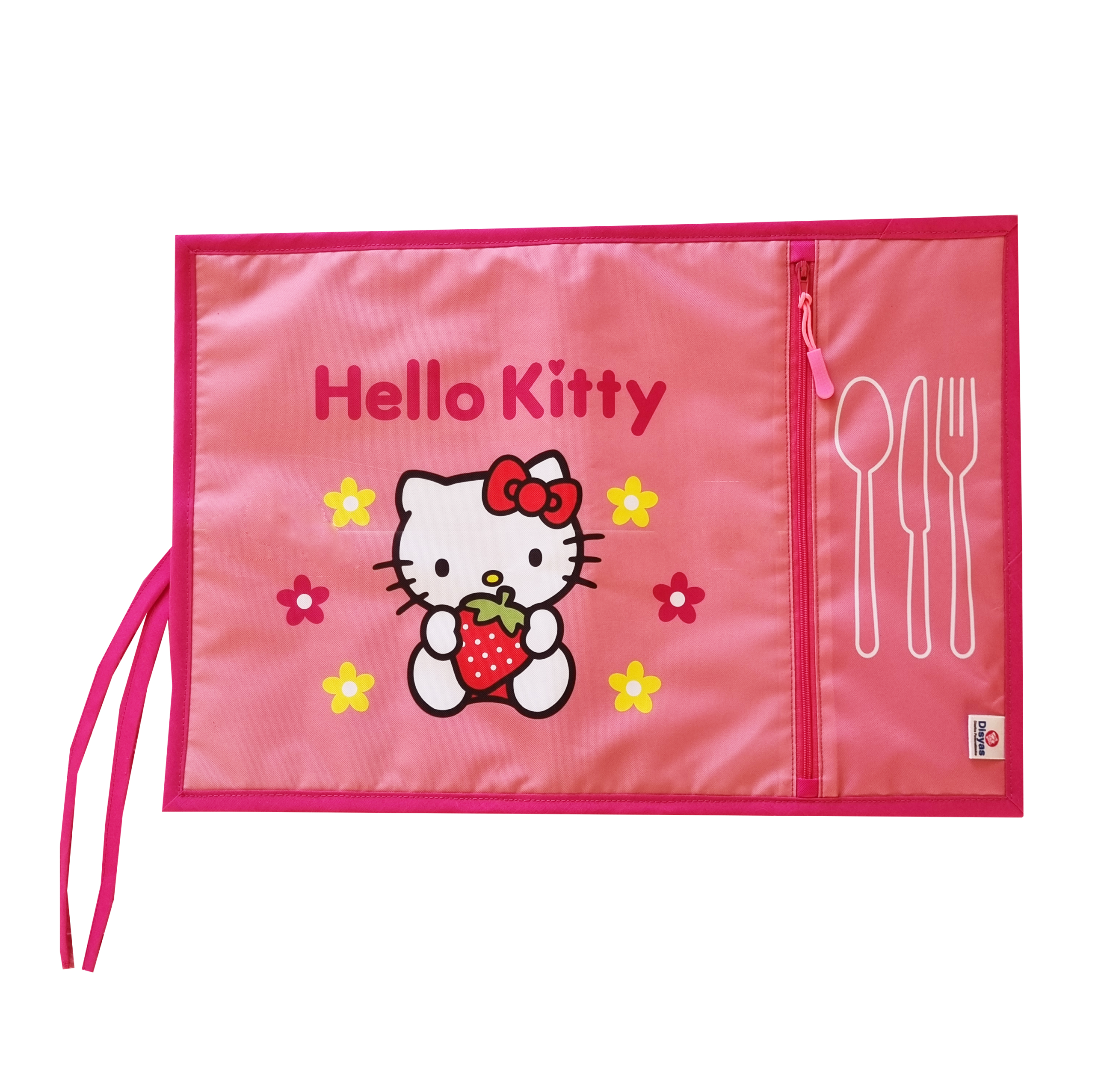 Individual Infantil Con Bolsillo Para Cubiertos Hello Kitty