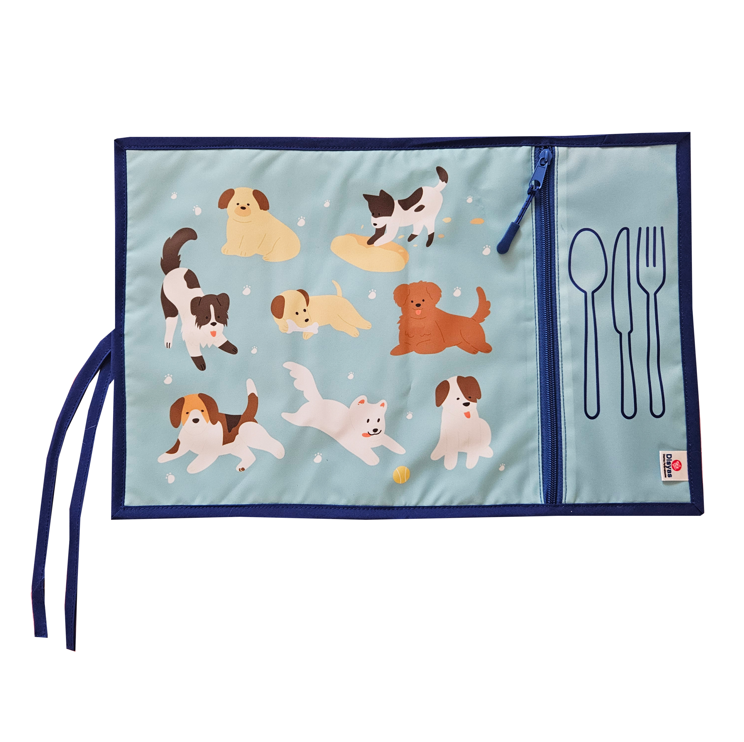 Individual Infantil Con Bolsillo Para Cubiertos Perros