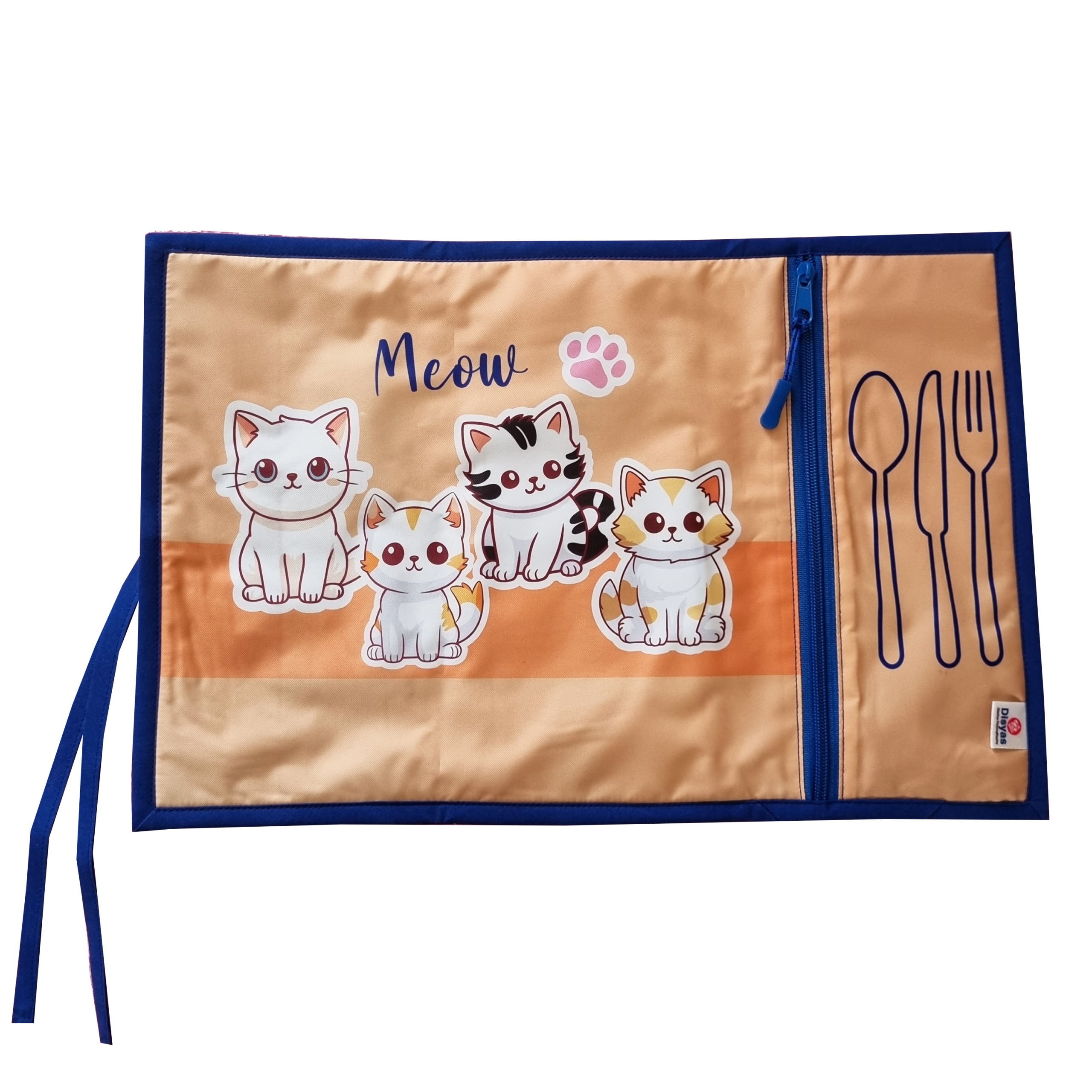 Individual Infantil Con Bolsillo Para Cubiertos Gatos