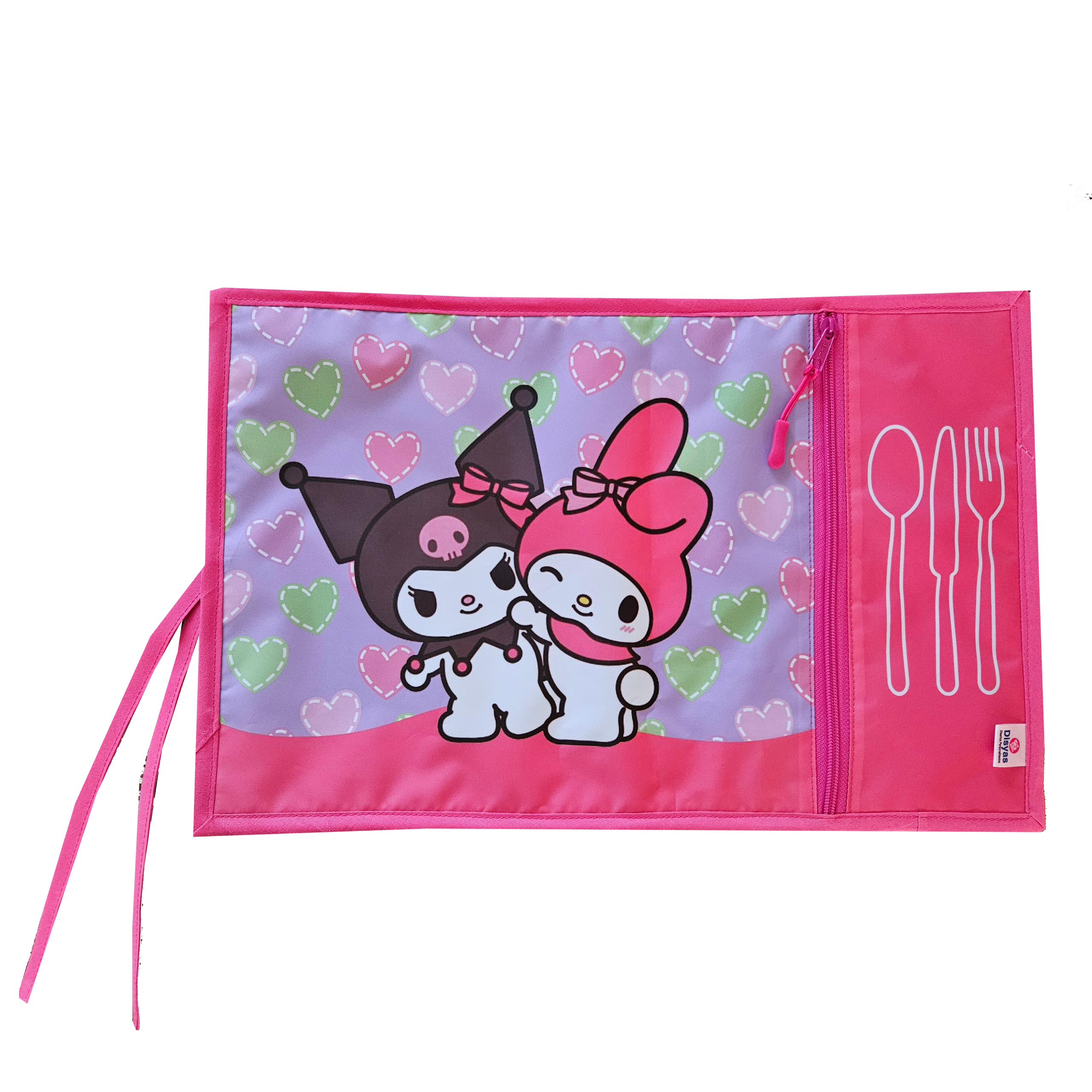 Individual Infantil Con Bolsillo Para Cubiertos Kuromi y My Melody