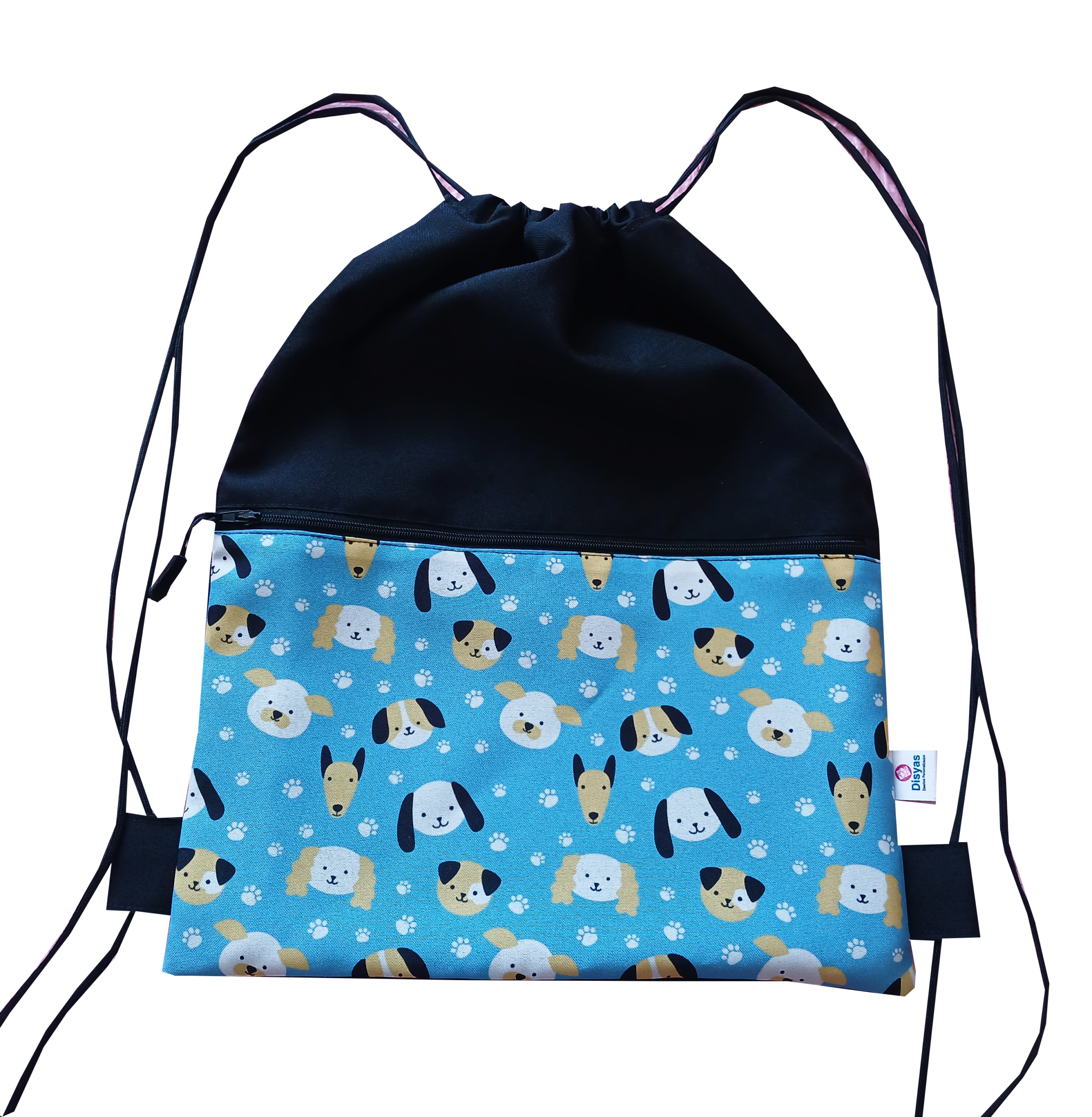 Morral Con Cordón y Bolsillo Frontal Diseño Perros
