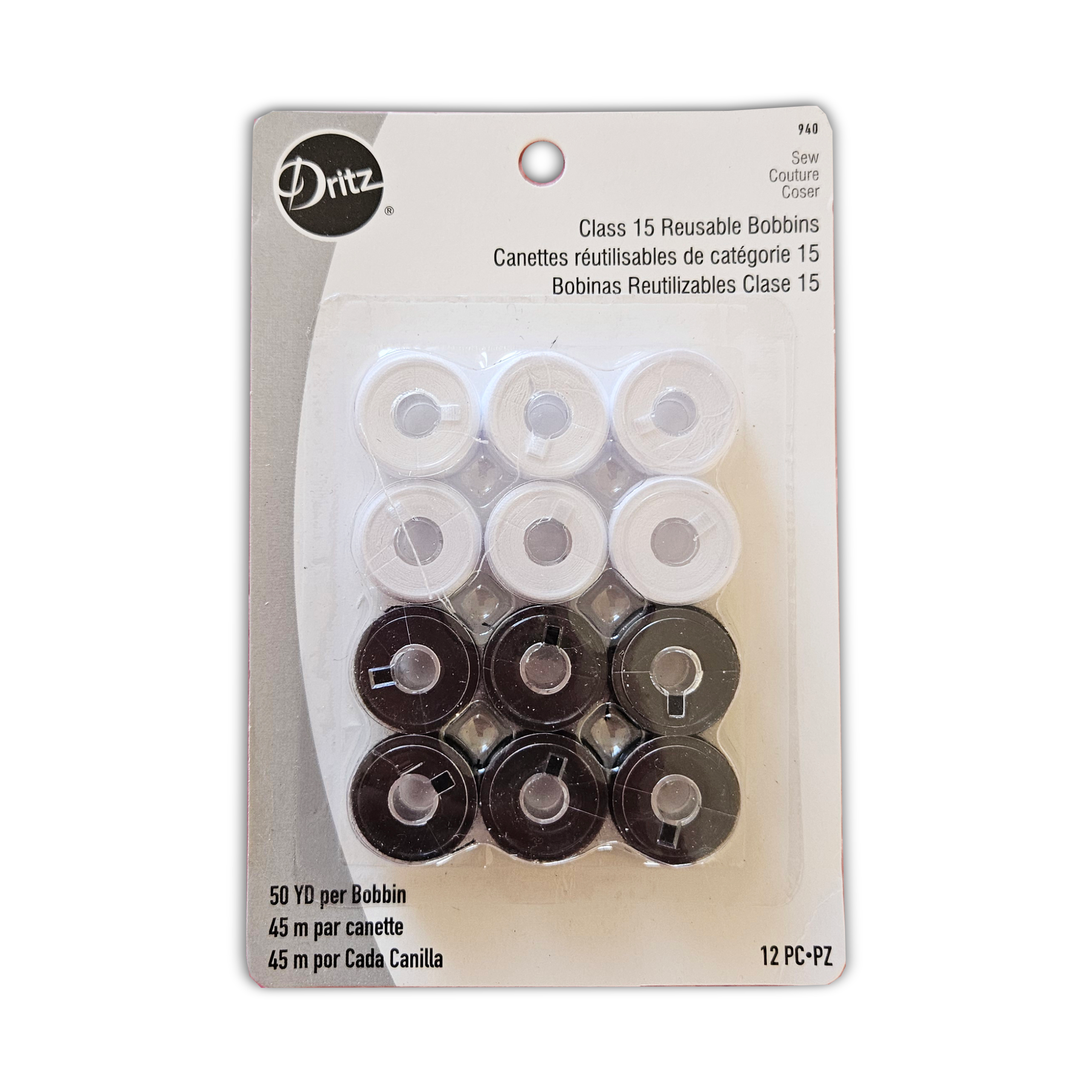 12 Carretes Bobinas Clase 15 Dritz Blanco Negro Costura