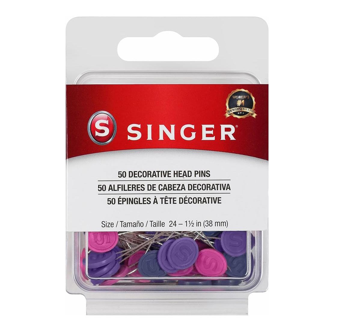 Alfileres Cabeza Plana De 38 Mm Singer