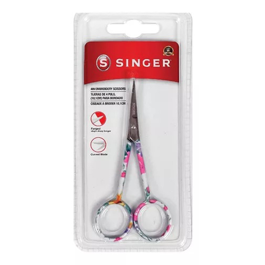 Tijera De Bordar Punta Curva Singer Diseño Floreado