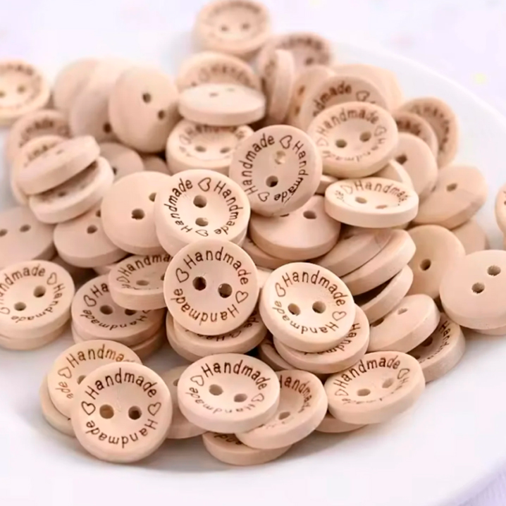 100 Botones De Madera Diseño Handmade Costura - Imagen 2