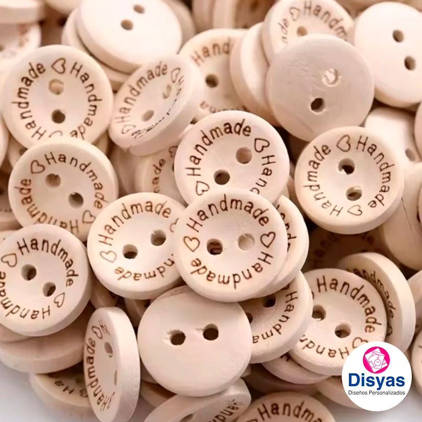 100 Botones De Madera Diseño Handmade Costura