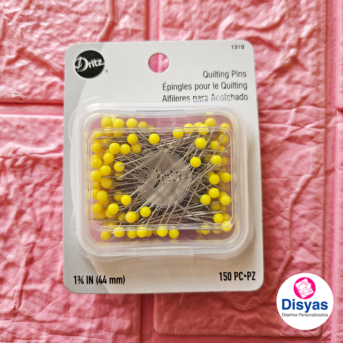 Alfileres Cabeza Amarilla 44mm Quilting Costura 150 Piezas - Imagen 2