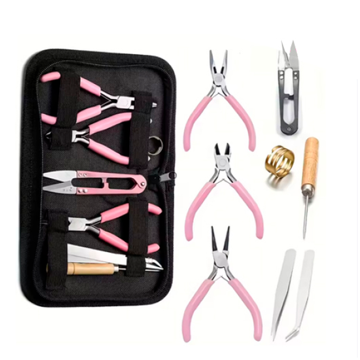 Kit Alicates Y Accesorios Para Bisutería Joyería + Estuche
