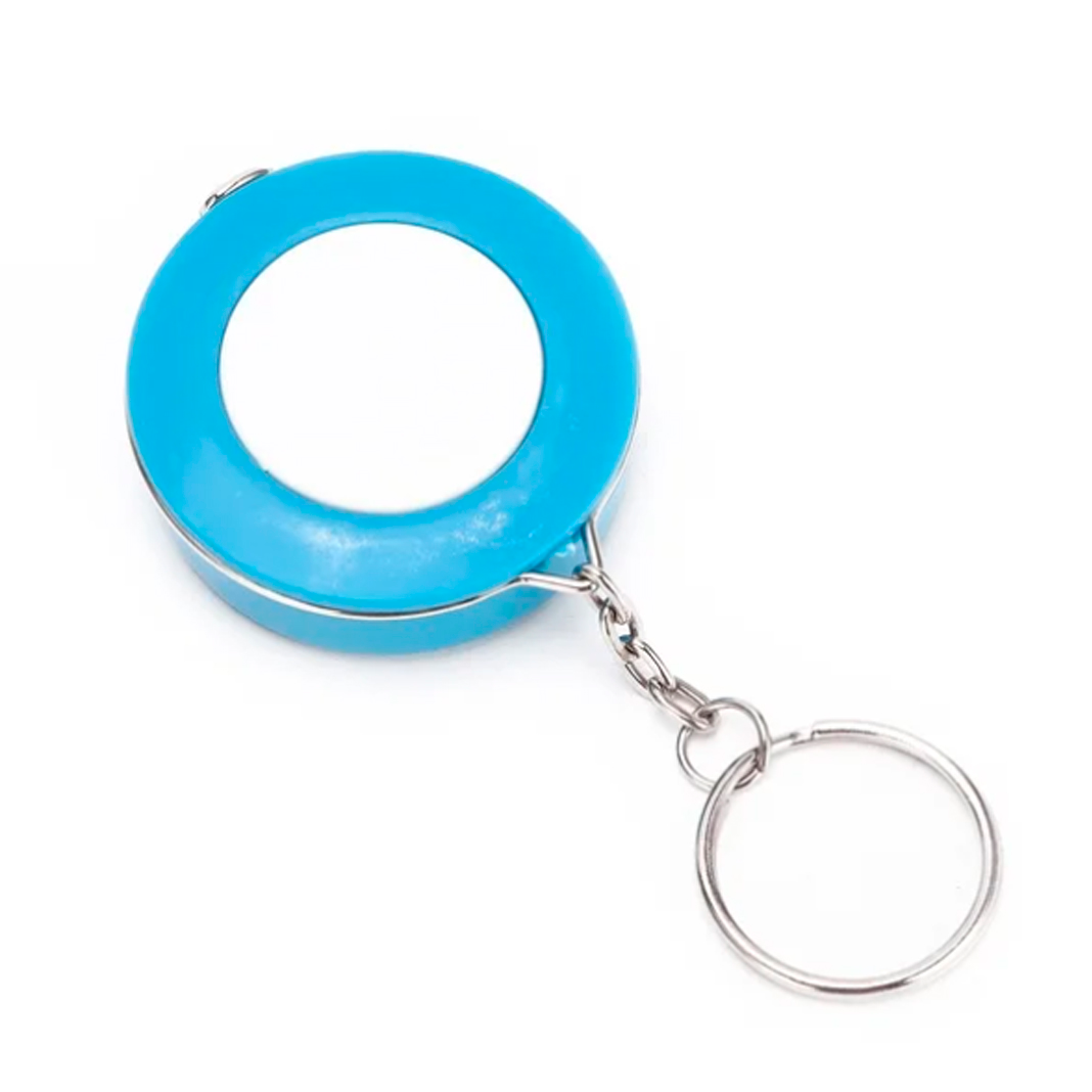 Llavero Mini Huincha De Medir Retractil 1,5 Metros Costura Azul