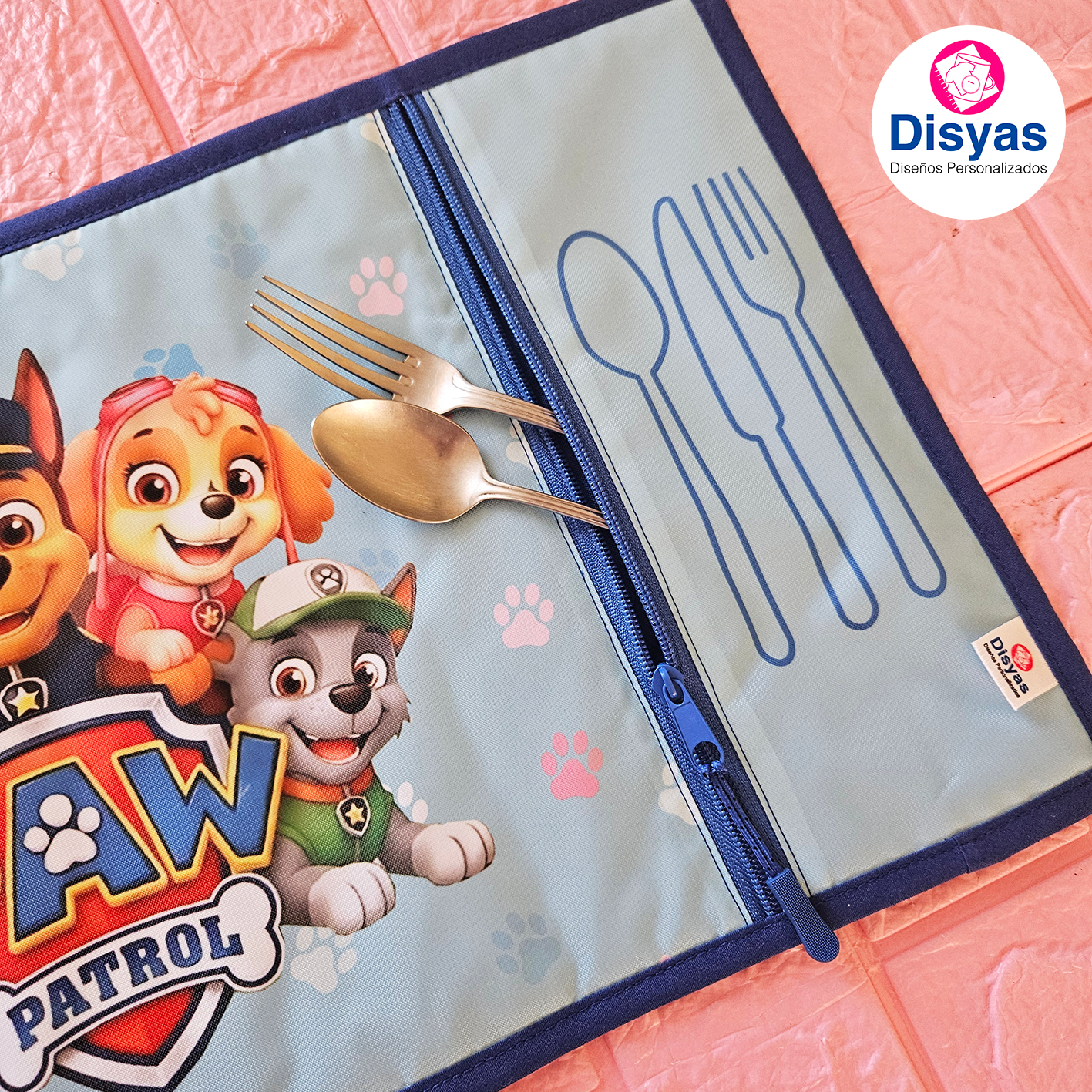 Individual Infantil Con Bolsillo Para Cubiertos Paw Patrol - Imagen 2