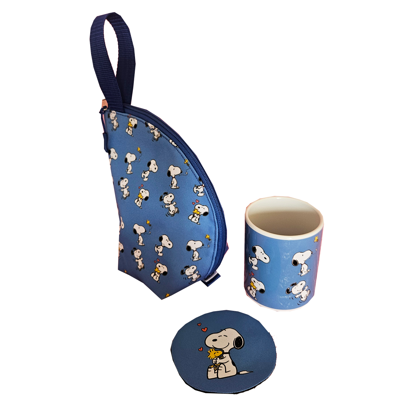 Bolsito Porta Taza + Tazón Y Posavaso Impermeable Snoopy